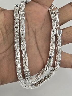 925 Sterling Silver Byzantine Chain Necklace - Silver
